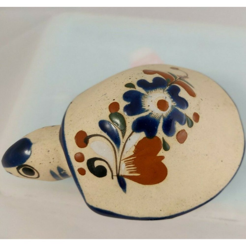 Vintage TONALA MEXICO Pottery FOLK ART Tortoise / Turtle Hand Painted